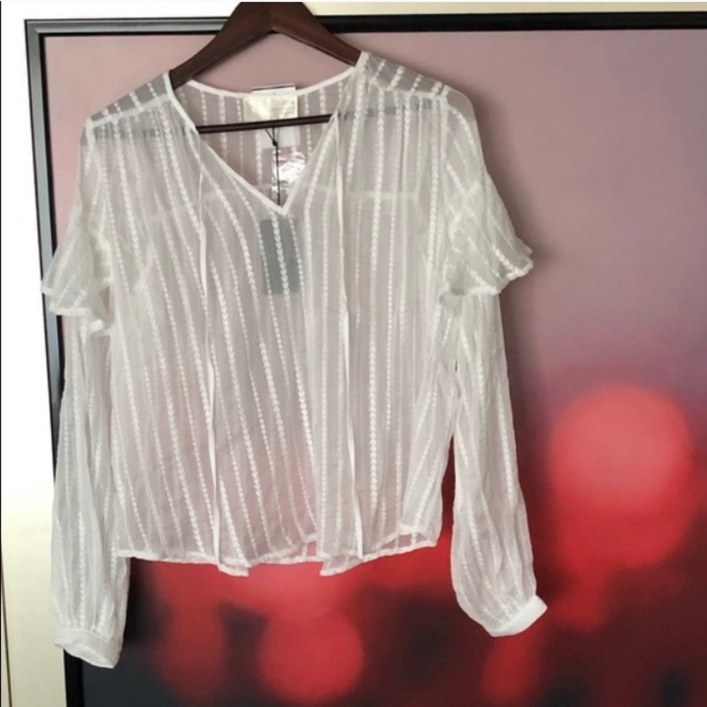 JOA sheer white blouse
